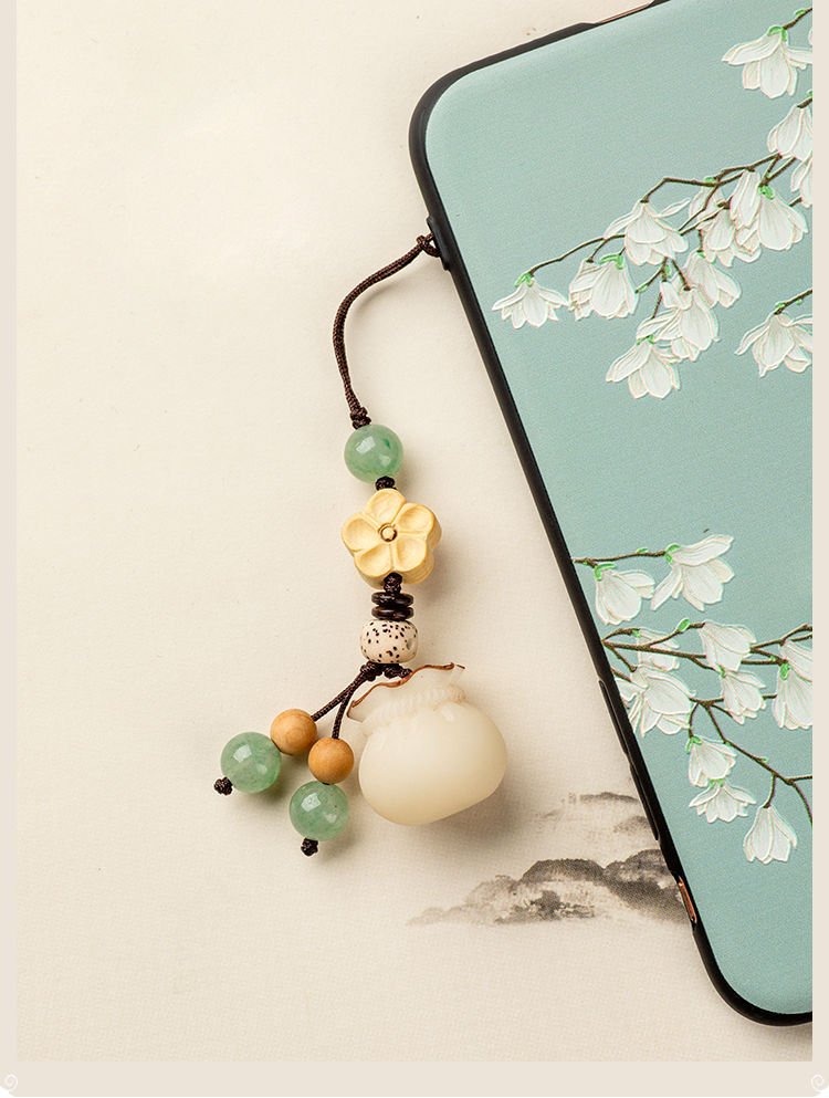 Blue Eternal Flow Prosperity Pouch with charm, artisan jewelry for wealth and energy balance.