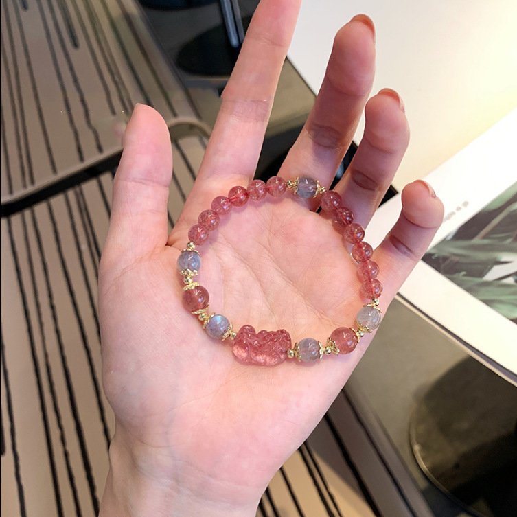 Crimson Piyao Flame Bracelet with Swarovski crystals, artisan wealth-attracting bangle.