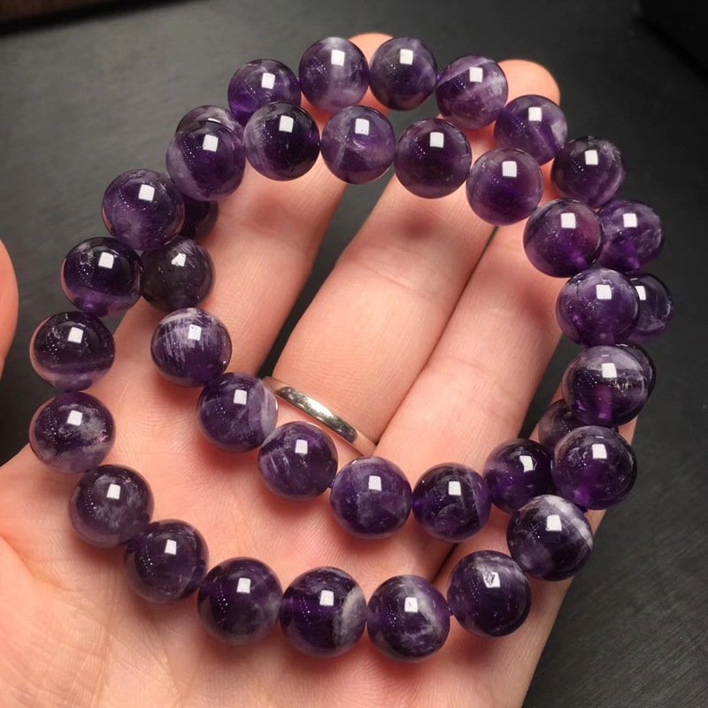 Purple Mist Spirit Flow bangle bracelet with balancing beads for spiritual energy.