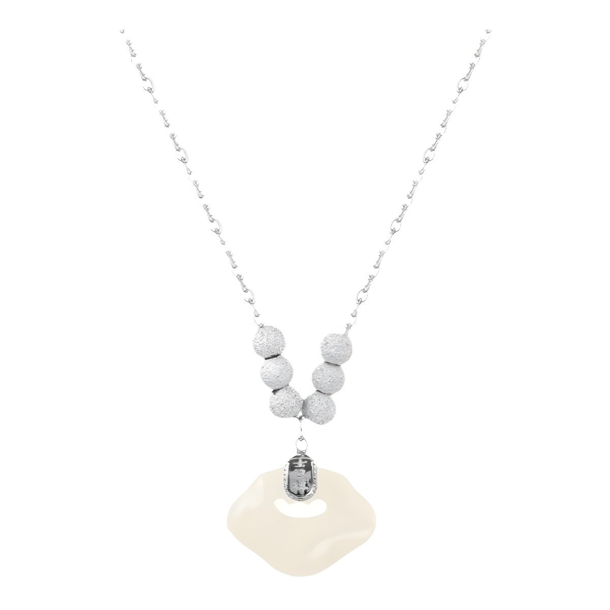 Silver Lunar Radiance Hetian Jade Pendant with artisan craftsmanship.
