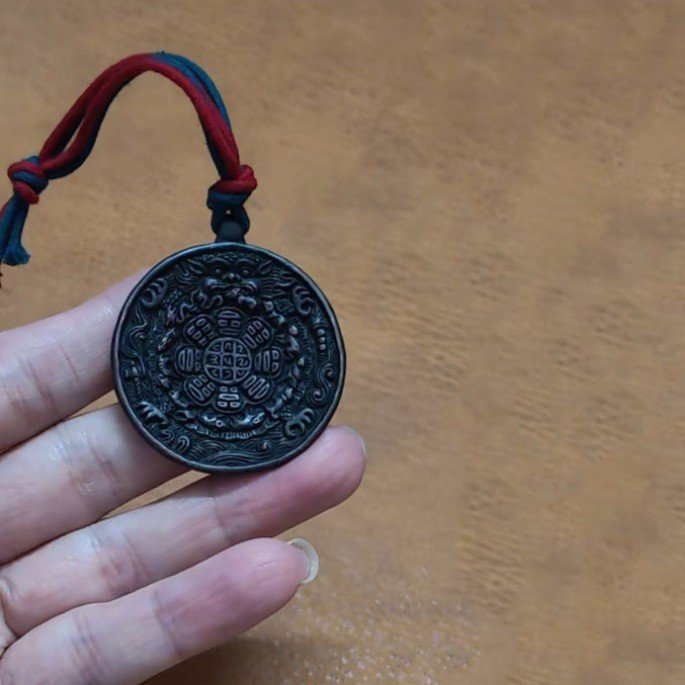 Blue Celestial Metalguard pendant, artisan-crafted custom gold name chain for protection.