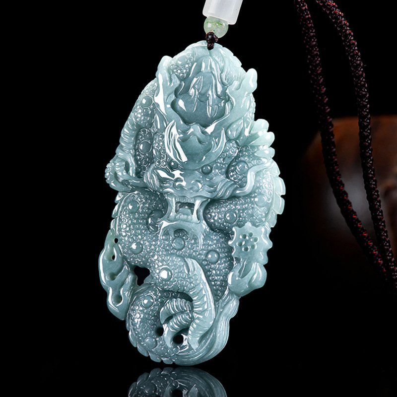 Custom gold Verdant Dragon pendant with intricate Chinese wood energy design.