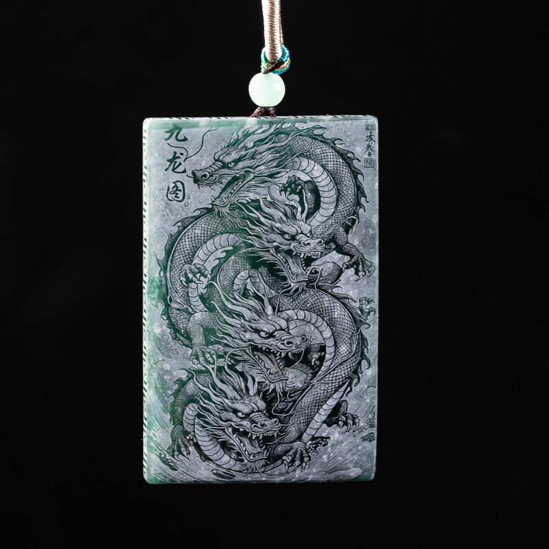 Hand-carved wooden azure dragon charm for balance and harmony.