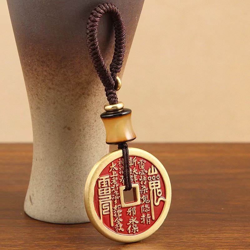Aqua Myst custom gold pendant with flowing ancient Chinese mountain spirits design.