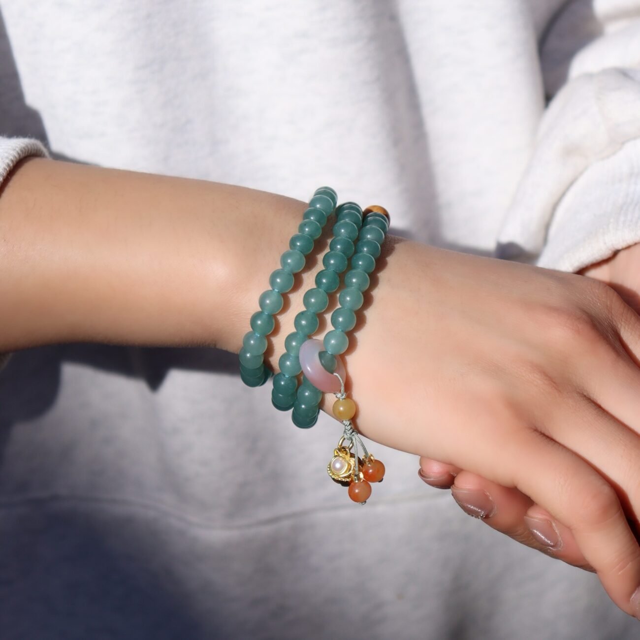 Azure Tide Lucky Charm Necklace with blue pendant, artisan jewelry inspired by ancient Chinese wisdom.