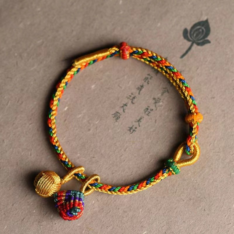 Blue Fivefold Harmony Lucky Charm Bracelet with lunar silver star harmony charm, artisan jewelry.