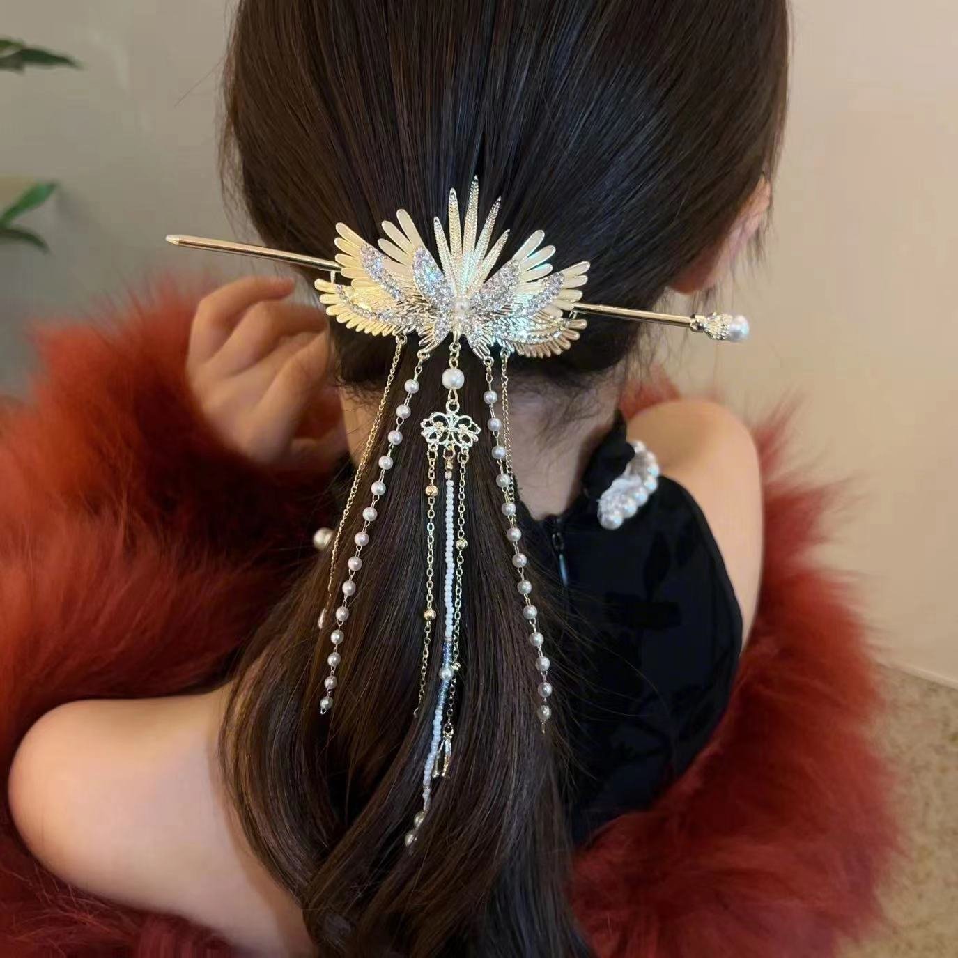 Blue Ethereal Ascension cloud hairpin with flowing, graceful design.