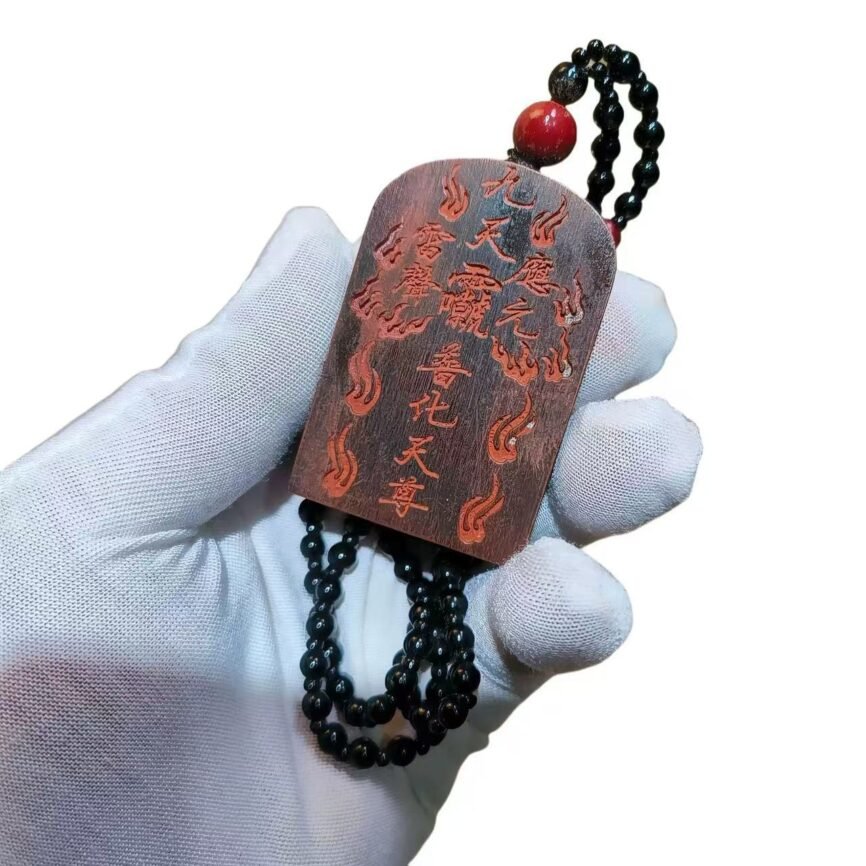 Blue Celestial Thunder Charm pendant with ancient Chinese spiritual symbols.