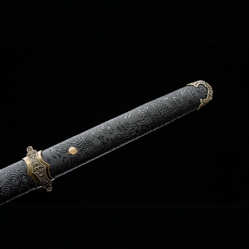 Blue Celestial Forge Sword pendant, ancient Chinese artisan jewelry charm.