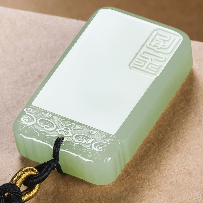 Harmony Jade Cloud Pendant in blue, artisan hetian china jade pendant for serenity.